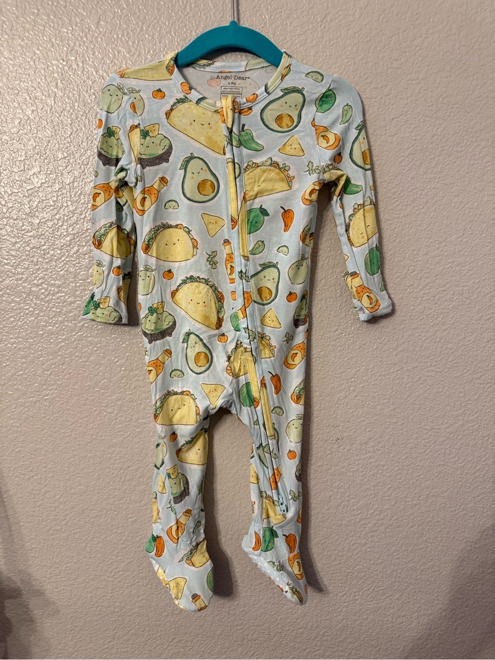 Angel Dear Pale Blue Avocado & Taco Footed One-Piece